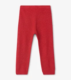 Baby Red Shimmer Cable Knit Leggings Bottoms