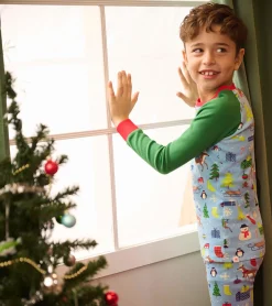 Clearance Blue Christmas Raglan Kids Organic Cotton Pajama Set BOY Sleepwear|Sleepwear