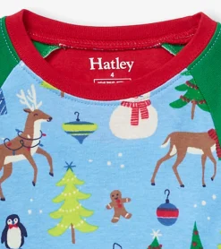 Clearance Blue Christmas Raglan Kids Organic Cotton Pajama Set BOY Sleepwear|Sleepwear