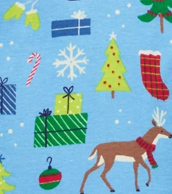 Clearance Blue Christmas Raglan Kids Organic Cotton Pajama Set BOY Sleepwear|Sleepwear