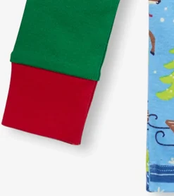 Clearance Blue Christmas Raglan Kids Organic Cotton Pajama Set BOY Sleepwear|Sleepwear
