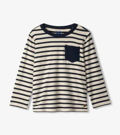 Outlet Boys Black & Cream Long Sleeve Bamboo T-Shirt BOY Tops