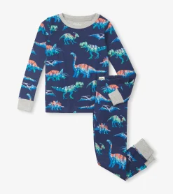 Outlet Boys Blue Dinos Organic Cotton Pajama Set BOY Sleepwear|Sleepwear