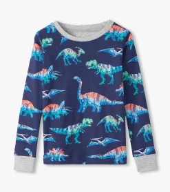 Outlet Boys Blue Dinos Organic Cotton Pajama Set BOY Sleepwear|Sleepwear