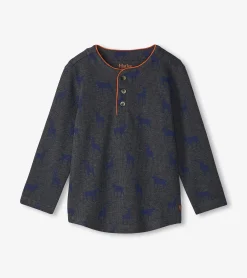 Outlet Boys Blue Elks Long Sleeve Henley T-Shirt BOY Tops