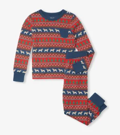 Boys Bulldog Fair Isle Bamboo Pajama Set BOY Sleepwear|Sleepwear