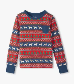 Boys Bulldog Fair Isle Bamboo Pajama Set BOY Sleepwear|Sleepwear