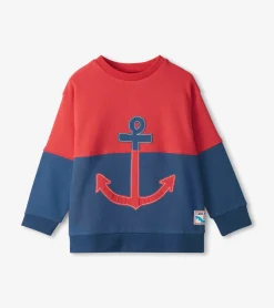 Discount Boys Colour Block Anchor Pullover Sweatshirt BOY Tops|Sweaters