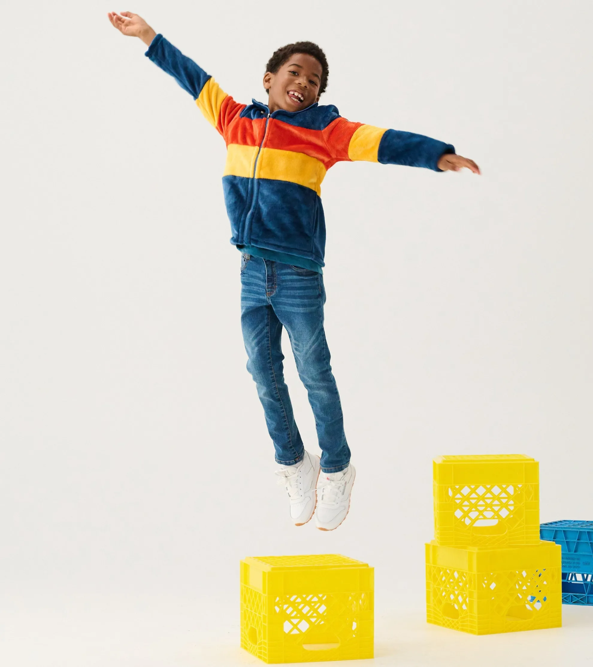 Online Boys Colour Block Fuzzy Fleece Zip-Up Jacket BOY Outerwear|Sweaters