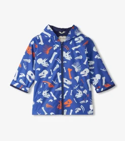Sale Boys Dino Fossils Colour Changing Zip-Up Rain Jacket BOY Rainwear|Rainwear
