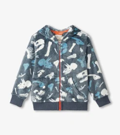 Sale Boys Dino Fossils Fleece Zip-Up Hoodie BOY Outerwear|Sweaters