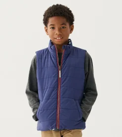 Hot Boys Dino Fossils Reversible Quilted Vest BOY Outerwear|Tops