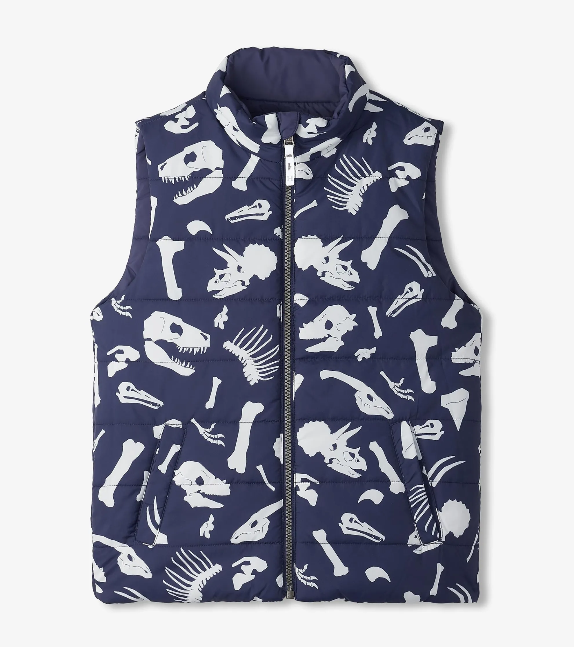 Hot Boys Dino Fossils Reversible Quilted Vest BOY Outerwear|Tops
