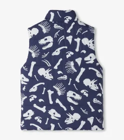 Hot Boys Dino Fossils Reversible Quilted Vest BOY Outerwear|Tops