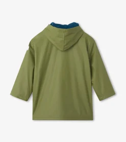 Online Boys Forest Green Zip-Up Rain Jacket BOY Rainwear|Rainwear