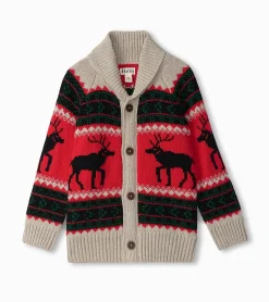 Sale Boys Holiday Elks Shawl Collar Cardigan BOY Sweaters
