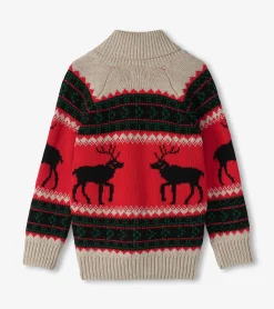 Sale Boys Holiday Elks Shawl Collar Cardigan BOY Sweaters