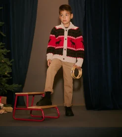Sale Boys Holiday Elks Shawl Collar Cardigan BOY Sweaters