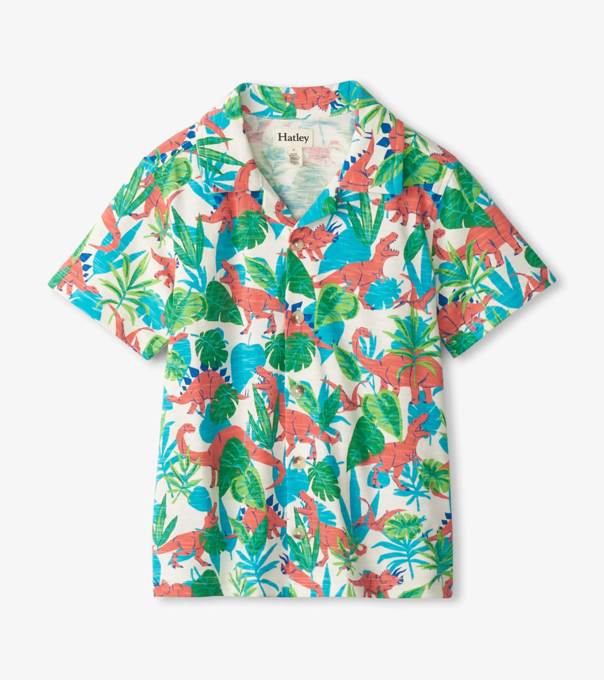 Sale Boys Jungle Dino Short Sleeve Jersey Button Down BOY Tops