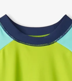 Online Boys Lime Green Shark Short Sleeve Rashguard BOY Swimwear|Swimwear