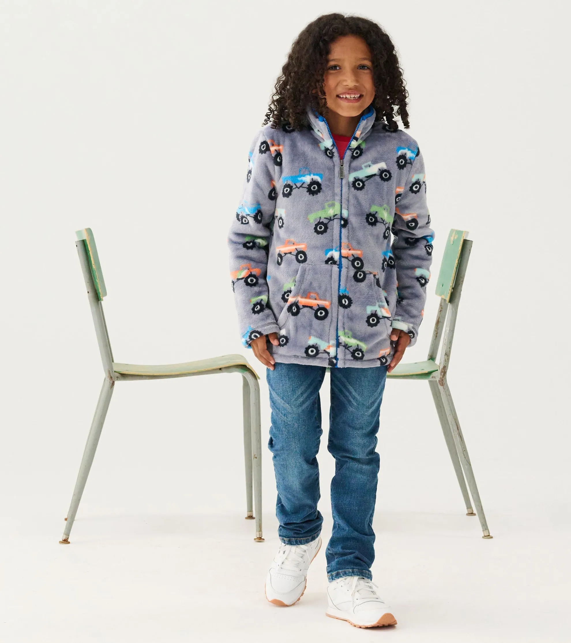 Online Boys Monster Trucks Fuzzy Fleece Zip-Up Jacket BOY Outerwear|Sweaters