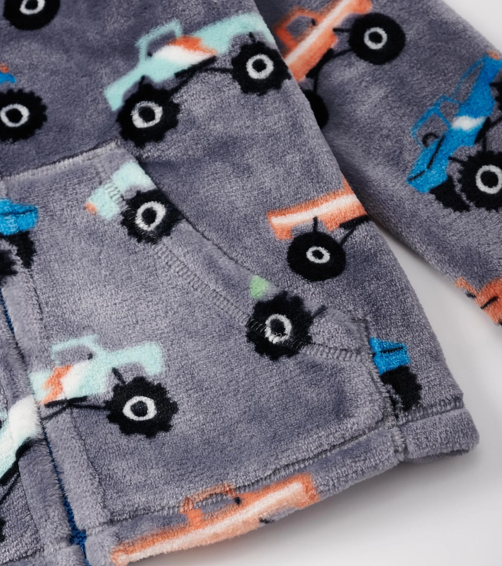 Online Boys Monster Trucks Fuzzy Fleece Zip-Up Jacket BOY Outerwear|Sweaters