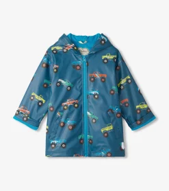 Sale Boys Monster Trucks Zip-Up Rain Jacket BOY Rainwear|Rainwear