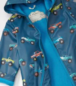 Sale Boys Monster Trucks Zip-Up Rain Jacket BOY Rainwear|Rainwear