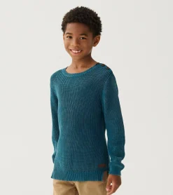 Online Boys Moroccan Blue Button Neck Sweater BOY Sweaters