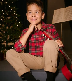 Online Boys Red Plaid Button Down Shirt BOY Tops