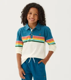Sale Boys Retro Stripes Long Sleeve Panelled Polo BOY Tops