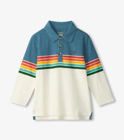 Sale Boys Retro Stripes Long Sleeve Panelled Polo BOY Tops