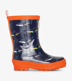 Hot Boys Shark Shiny Rain Boots BOY Rainwear|Rainwear