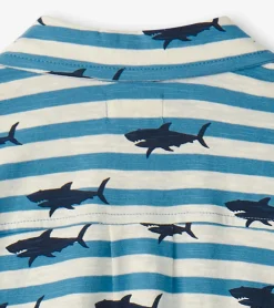 Sale Boys Shark Stripes Jersey Button Down BOY Tops
