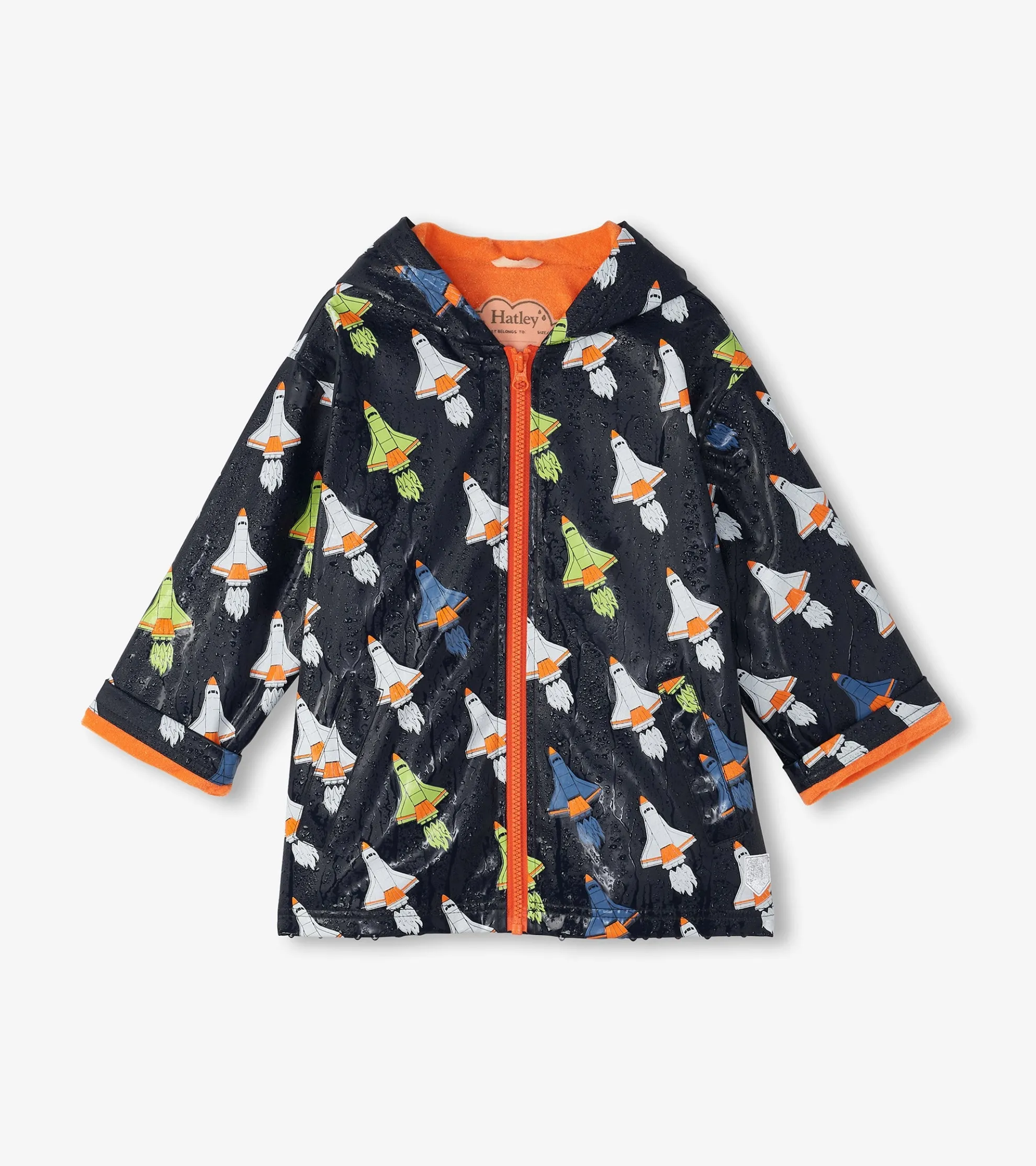 Outlet Boys Space Shuttles Colour Changing Zip-Up Rain Jacket BOY Rainwear|Rainwear