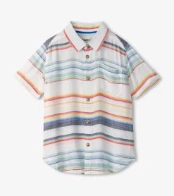 Clearance Boys Summer Stripe Short Sleeve Button Down BOY Tops
