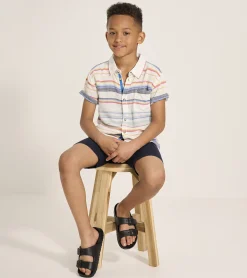 Clearance Boys Summer Stripe Short Sleeve Button Down BOY Tops