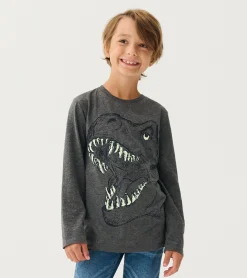 Online Boys T-Rex Glow in the Dark Long Sleeve T-Shirt BOY Tops