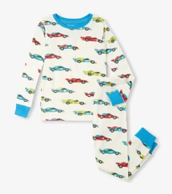 Boys Water Colour Racecars Organic Cotton Pajama Set BOY Sleepwear|Sleepwear
