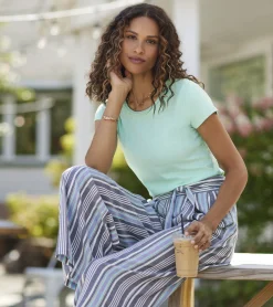 Braided Neck Tee - Ice Green Women Tops