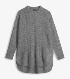 Cable Knit Tunic - Charcoal Heather Women Sweaters|Tops