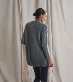 Cable Knit Tunic - Charcoal Heather Women Sweaters|Tops