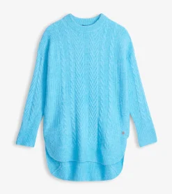 Best Cable Knit Tunic - Sky Blue Women Sweaters|Tops