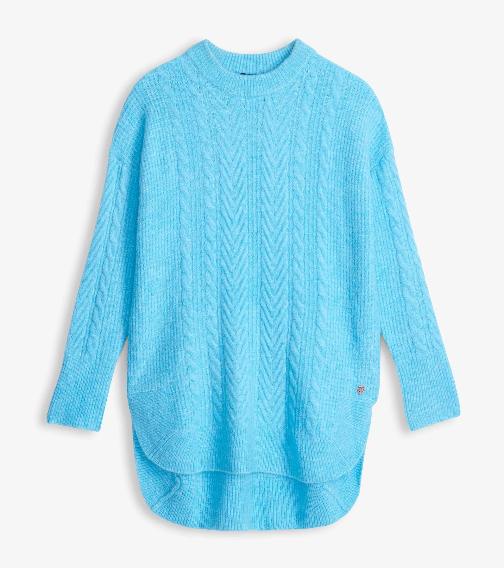 Best Cable Knit Tunic - Sky Blue Women Sweaters|Tops