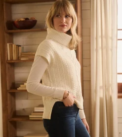 Online Cable Knit Vest - Winter White Women Sweaters|Tops