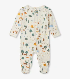 Online Camping Animals Newborn Zip-Up Footed Sleeper Sleepwear|Sleepwear