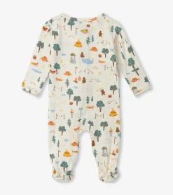 Online Camping Animals Newborn Zip-Up Footed Sleeper Sleepwear|Sleepwear