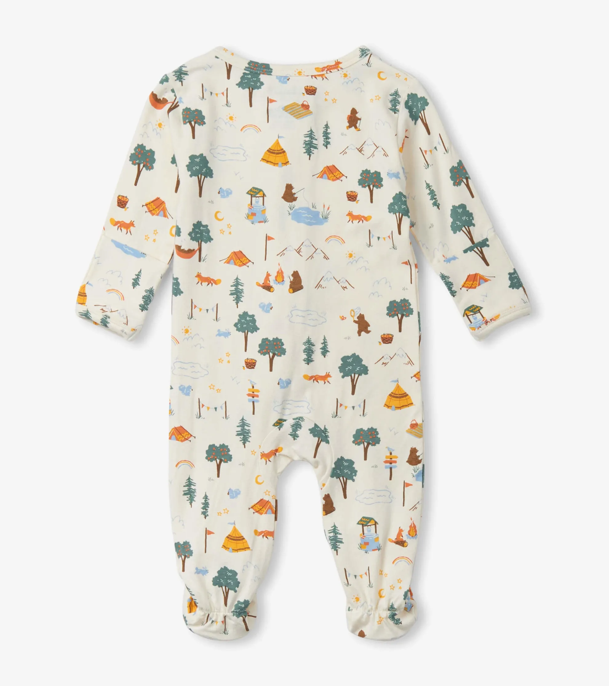 Online Camping Animals Newborn Zip-Up Footed Sleeper Sleepwear|Sleepwear