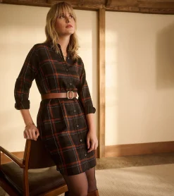 Discount Cara Shirt Dress - Autumn Plaid Women Dresses