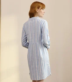 Outlet Cara Shirt Dress - Light Blue Stripes Women Dresses